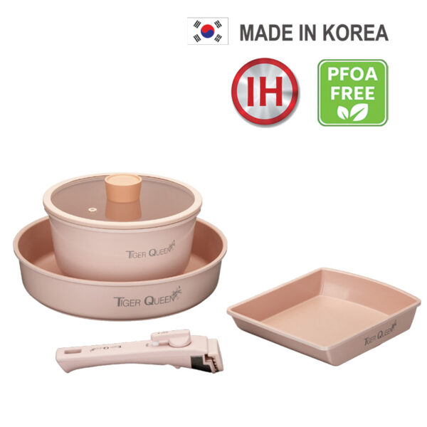 Bộ nồi Ceramic IH tay cầm rời hiệu Tiger Queen DCWCP-SET [5 món]