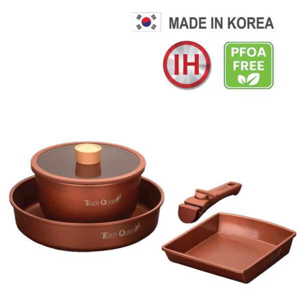 Bộ nồi Ceramic IH tay cầm rời hiệu Tiger Queen DCWCB-SET [5 món]