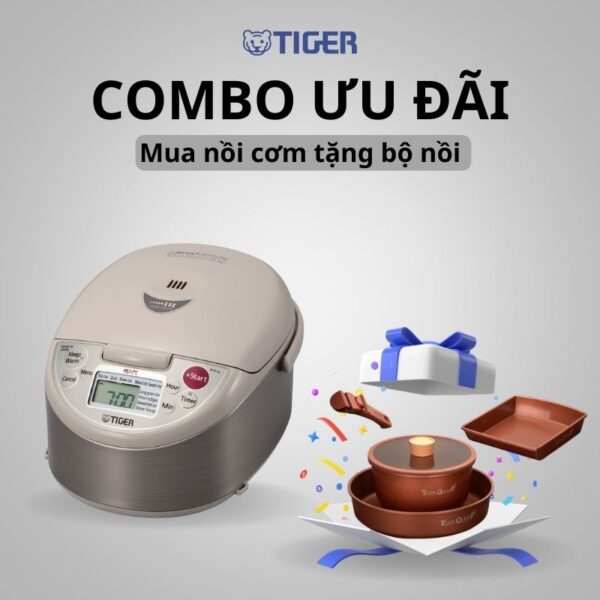 COMBO TIGER ƯU ĐÃI : Mua nồi cơm điện JKW-A18W tặng bộ nồi Tiger Queen DCWCB-SET