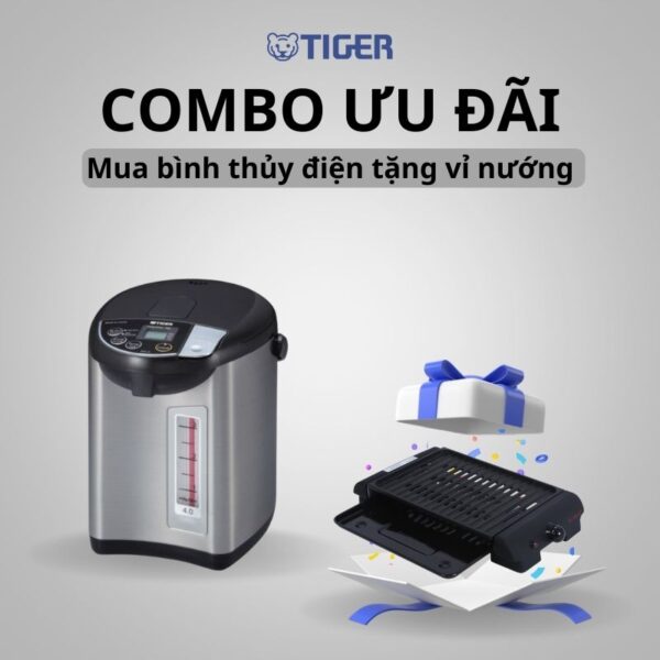 COMBO TIGER ƯU ĐÃI : Mua bình thủy điện Tiger PDU-A40W tặng vỉ nướng Tiger Queen SQ-S700