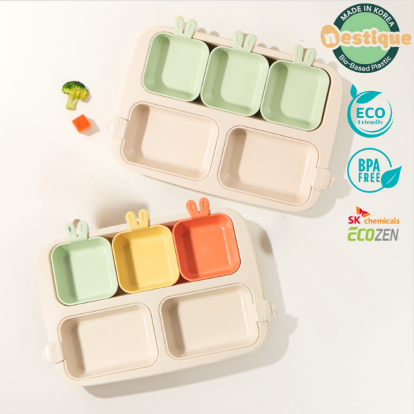 Khay ăn trẻ em cao cấp 5 ngăn Series Rabbit hiệu Nestique N-11-1