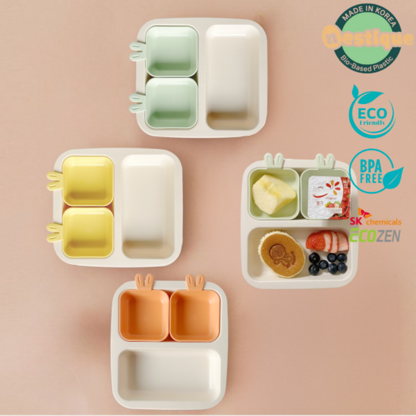 Khay ăn trẻ em cao cấp 3 ngăn hiệu Nestique Series Rabbit N-12-1