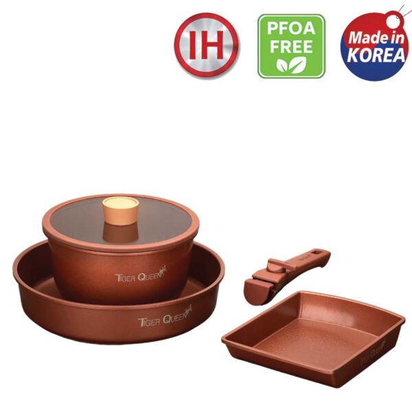 Bộ nồi Ceramic IH tay cầm rời hiệu Tiger Queen DCWCB-SET [5 món]