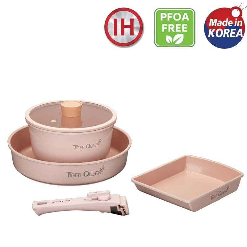 Bộ nồi Ceramic IH tay cầm rời hiệu Tiger Queen DCWCP-SET [5 món]